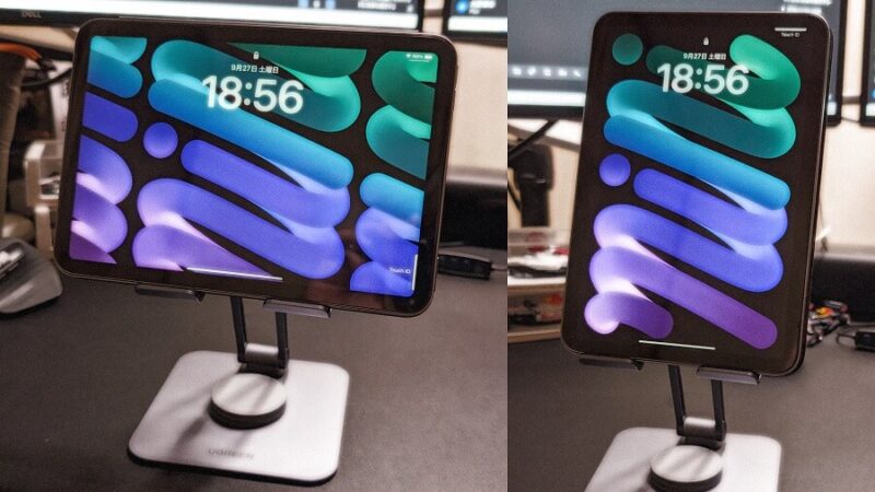UGREEN タブレットスタンド iPad 4.7-13インチに対応にiPad miniを配置した写真